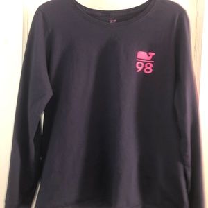 Vineyard Vines Navy and Pink Love Sleeve Shirt 🐳